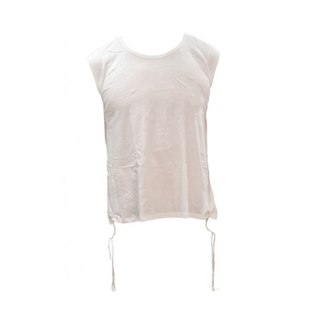 Adult White Sleeveless Undershirt with Tzitzit | Tzitzit T-Shirt