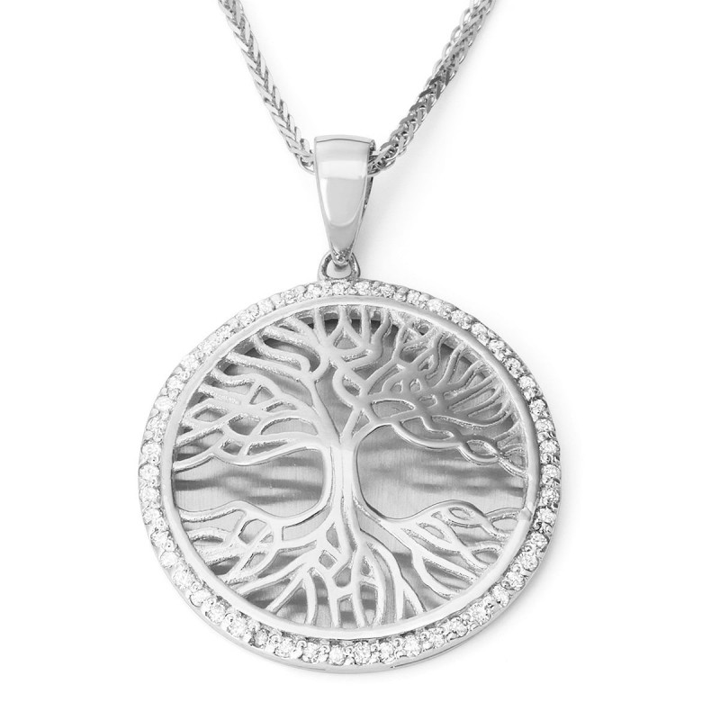 Pendentif arbre de vie en or 14 carats pavé de diamants