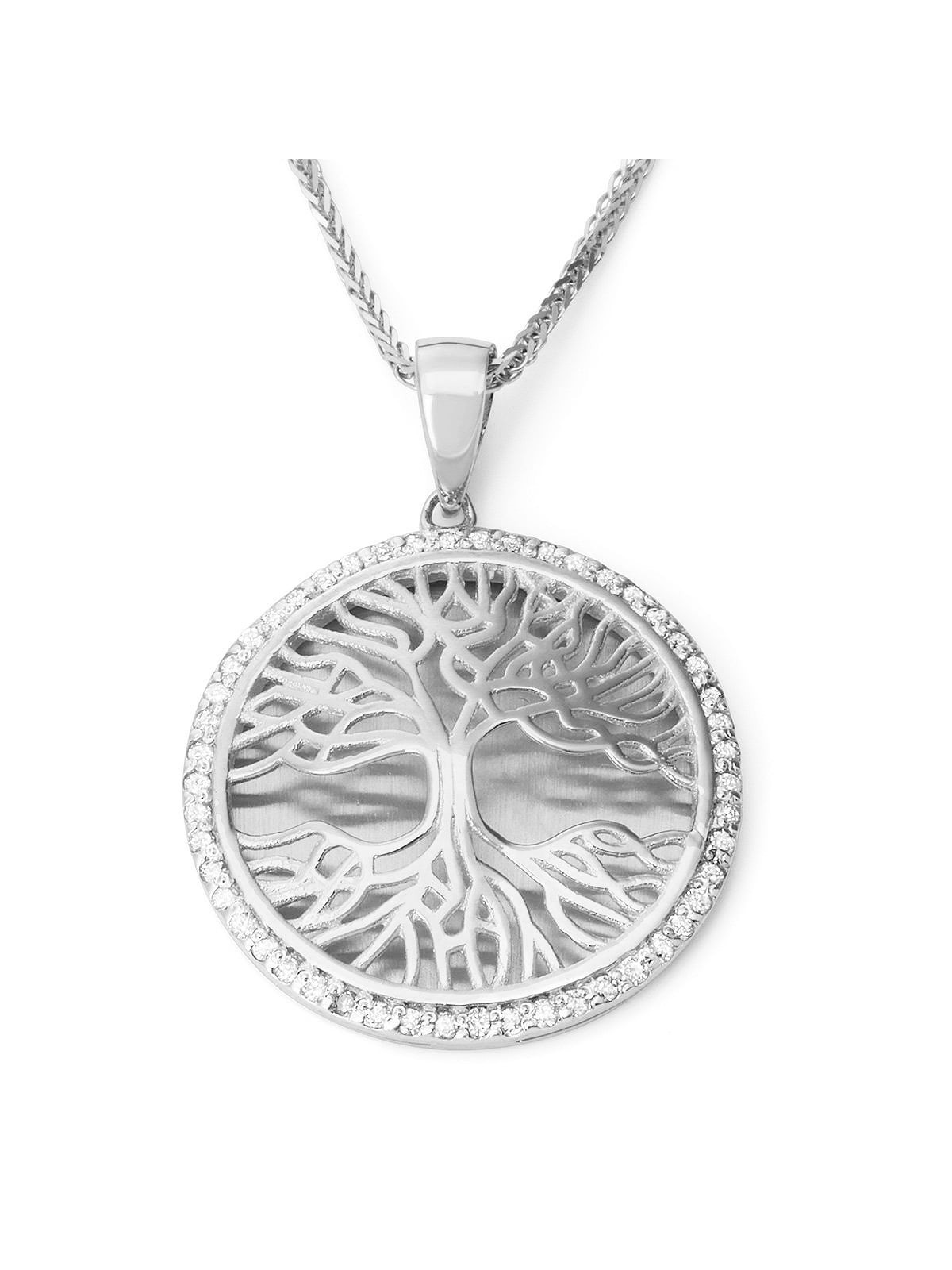 Pendentif arbre de vie en or 14 carats pavé de diamants