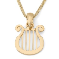 14K Yellow Gold David's Harp Pendant