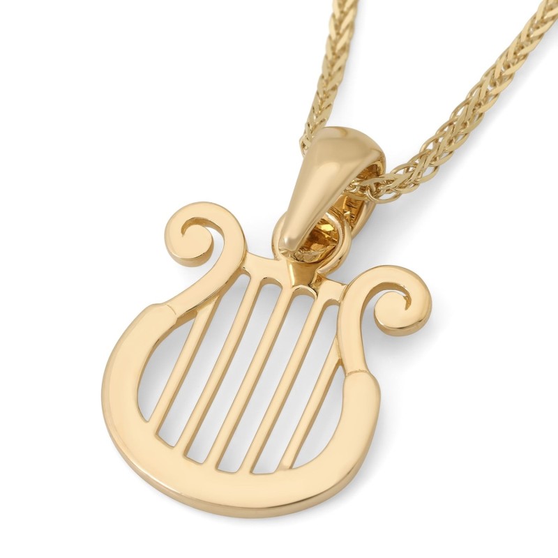 Pendentif harpe de David en or jaune 14 carats