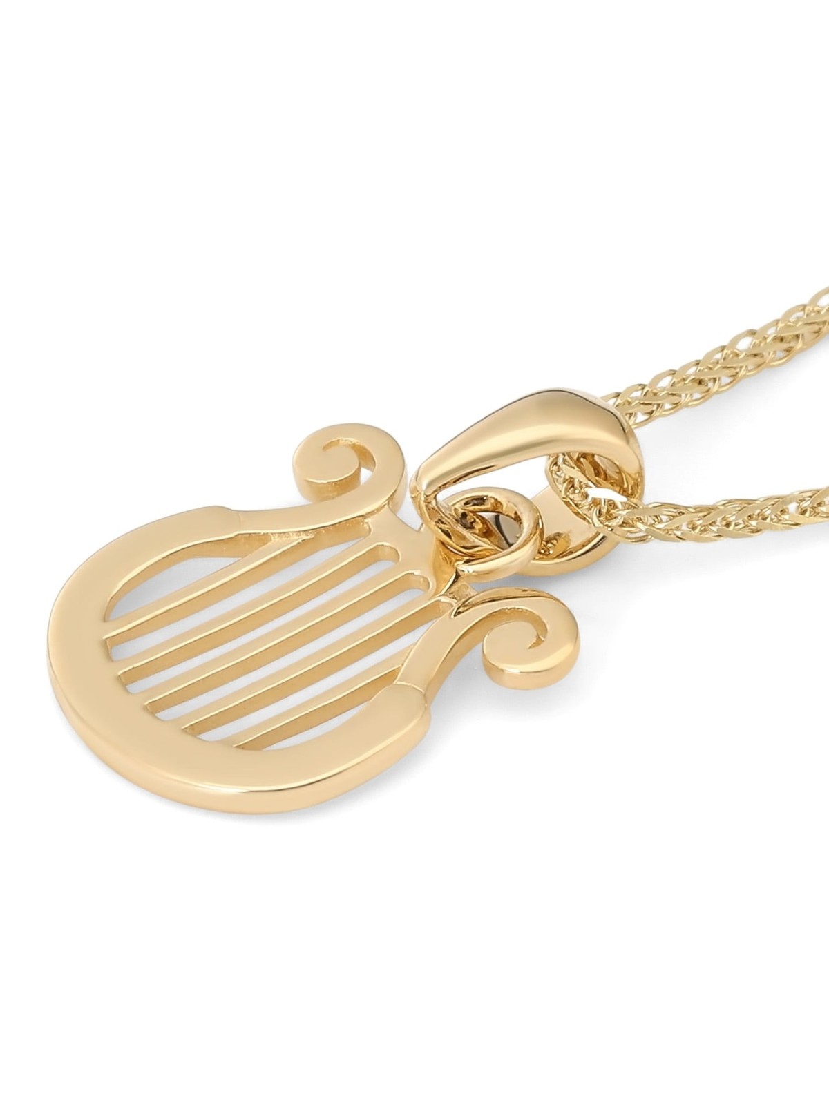 14K Yellow Gold David's Harp Pendant