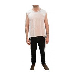 Adult White Sleeveless Undershirt with Tzitzit | Tzitzit T-Shirt