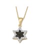 Pendentif étoile de David en or 14 carats avec diamants blancs et noirs pour femme