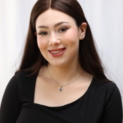 14K Gold White & Black Diamond Star of David Pendant for Women