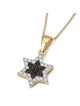 14K Gold White & Black Diamond Star of David Pendant for Women