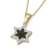 14K Gold White & Black Diamond Star of David Pendant for Women