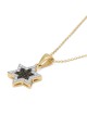 14K Gold White & Black Diamond Star of David Pendant for Women