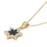 14K Gold White & Black Diamond Star of David Pendant for Women