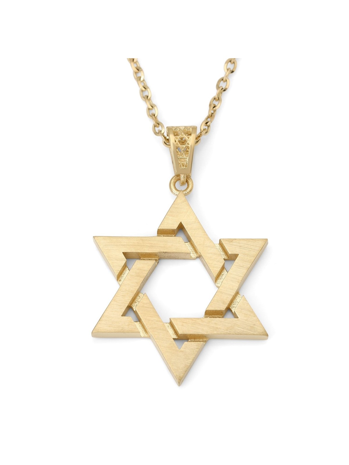 14K Gold Unisex Interlinking Star of David Pendant Necklace - Color/Fi