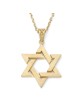 Collier unisexe avec pendentif étoile de David entrelacée en or 14 carats - Couleur/Fi