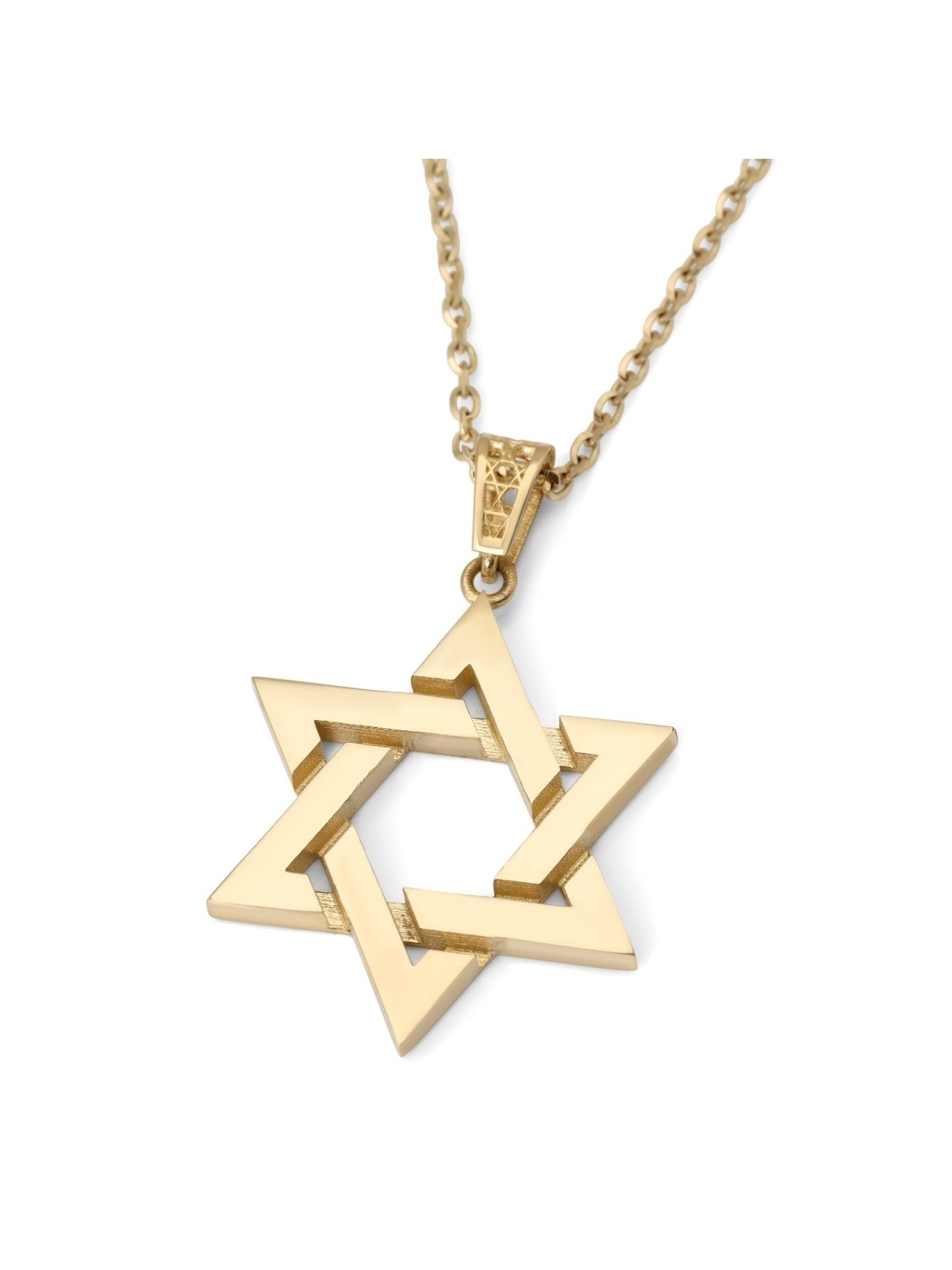 14K Gold Unisex Interlinking Star of David Pendant Necklace - Color/Fi