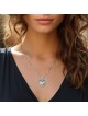 Pendentif cœur arbre de vie feuillu en or blanc 14 carats avec diamants