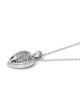 Pendentif cœur arbre de vie feuillu en or blanc 14 carats avec diamants