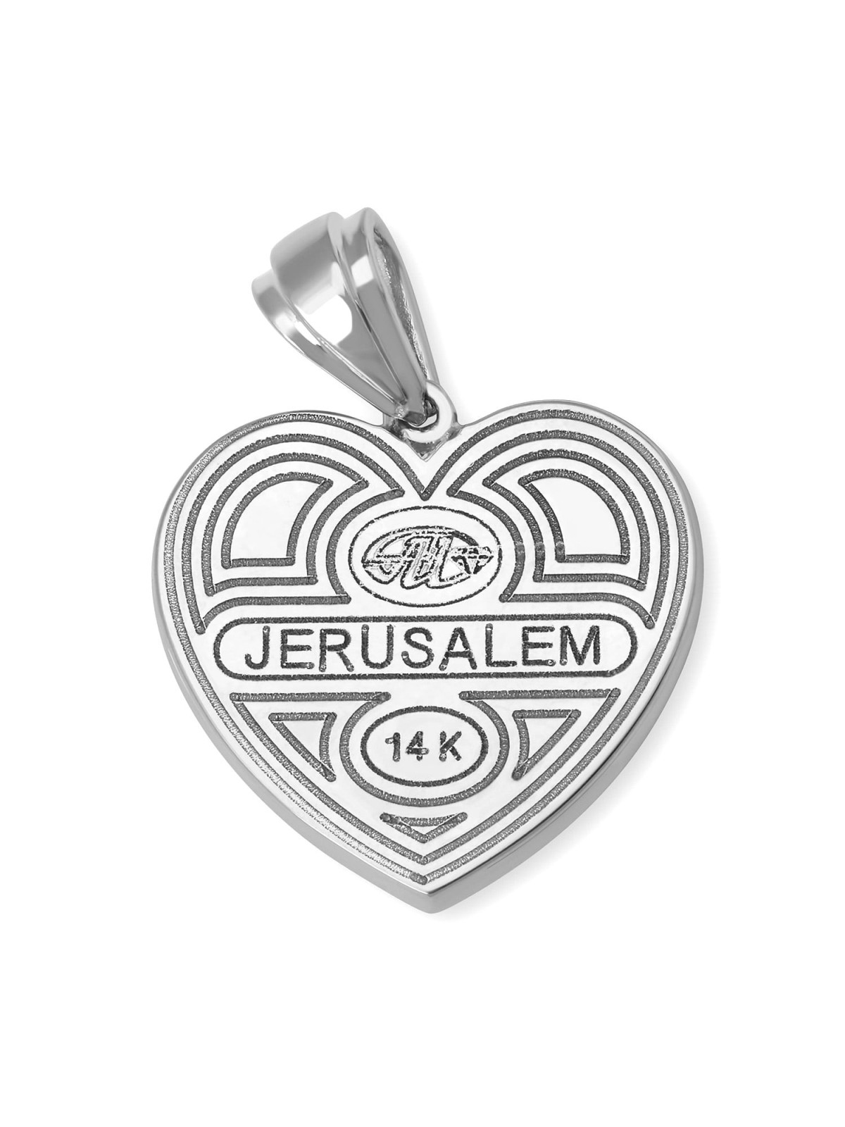 14K White Gold Leafy Tree of Life Heart Pendant with Diamonds