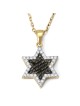 14K Gold Large White & Black Diamond Star of David Pendant