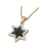 14K Gold Large White & Black Diamond Star of David Pendant