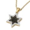 14K Gold Large White & Black Diamond Star of David Pendant