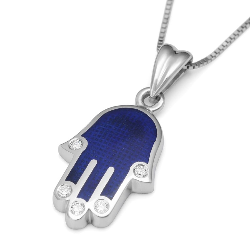 Collier pendentif Hamsa en or 14 carats avec pointes de diamant