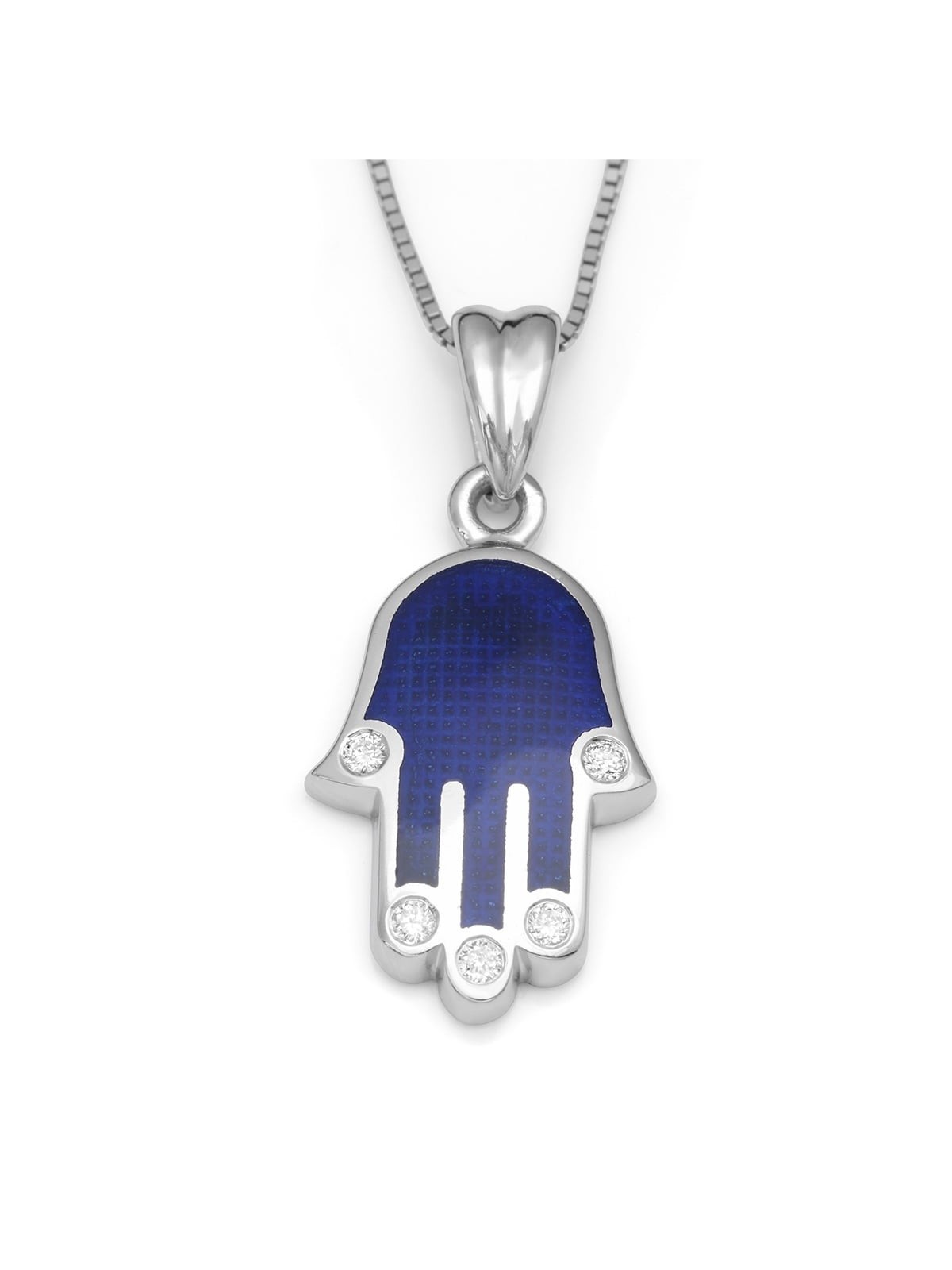 14K Gold Hamsa Pendant Necklace with Diamond Points