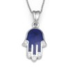 14K Gold Hamsa Pendant Necklace with Diamond Points