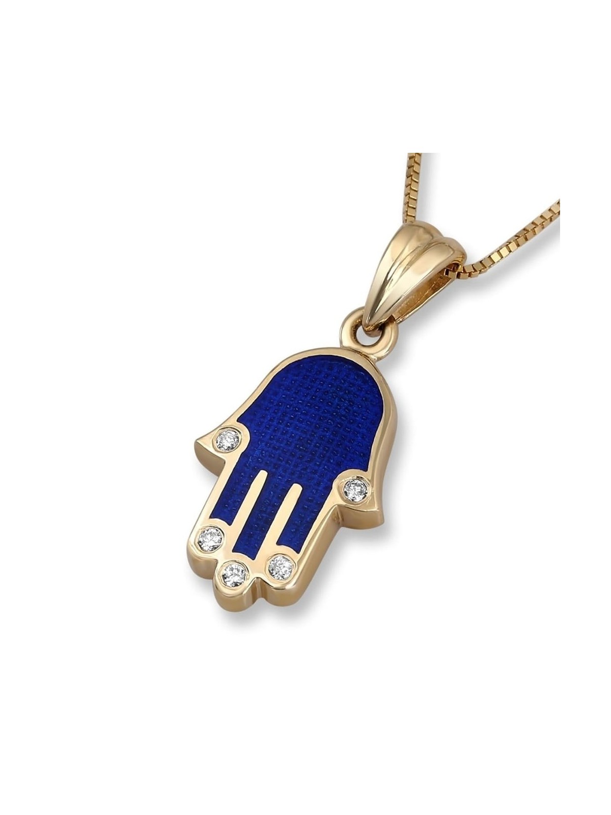 Collier pendentif Hamsa en or 14 carats avec pointes de diamant
