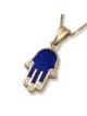 14K Gold Hamsa Pendant Necklace with Diamond Points