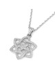 14K Gold Women's Stylized Star of David Pendant with Diamonds and Cent