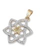 14K Gold Women's Stylized Star of David Pendant with Diamonds and Cent