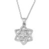 14K Gold Women's Stylized Star of David Pendant with Diamonds and Cent
