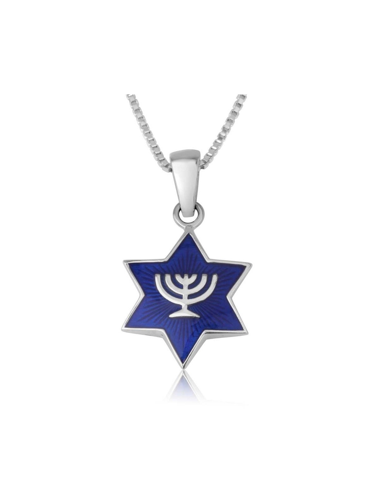 Marina Jewelry Sterling Silver and Blue Enamel Star of David Pendant W