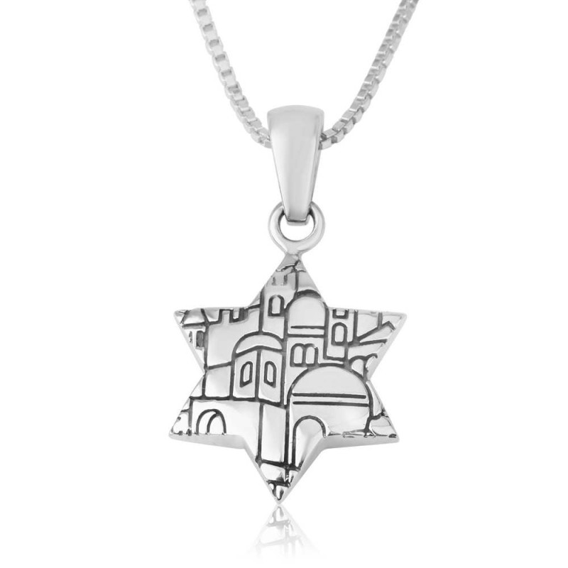 Marina Jewelry Sterling Silver and Blue Enamel Star of David Pendant W