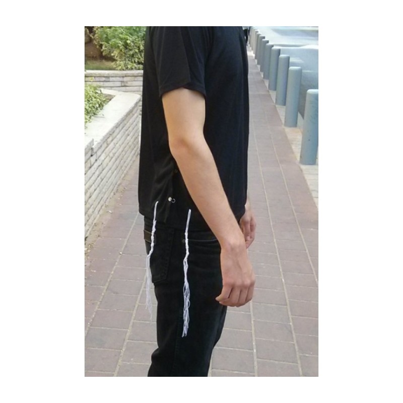 Adult Black T Shirt with Tzitzit | Tzitzit T-Shirt