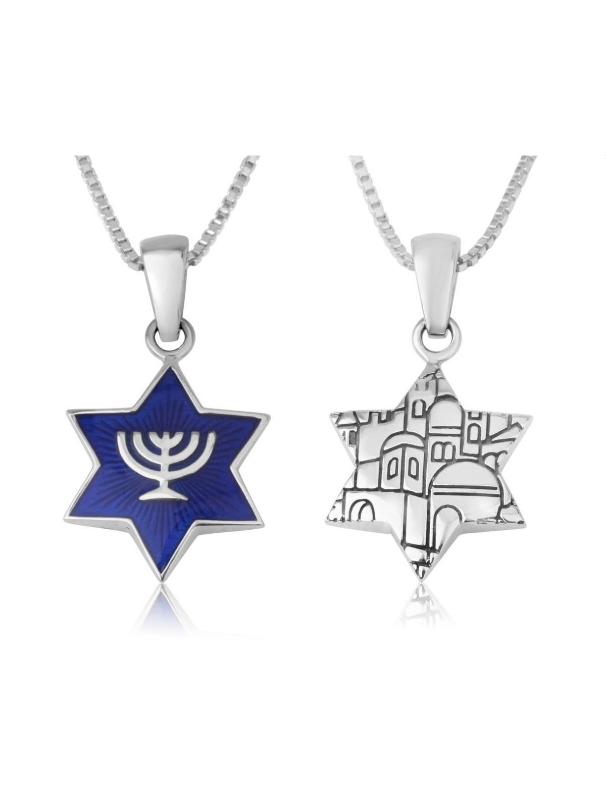 Marina Jewelry Sterling Silver and Blue Enamel Star of David Pendant W