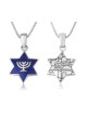 Marina Jewelry Sterling Silver and Blue Enamel Star of David Pendant W