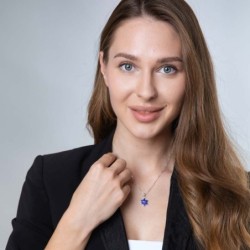 Marina Jewelry Sterling Silver and Blue Enamel Star of David Pendant W