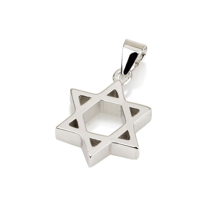Thick 925 Sterling Silver Star of David Pendant Necklace