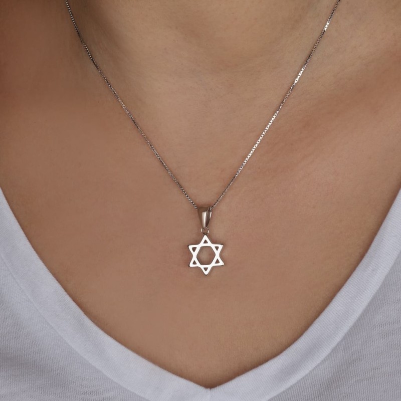 Collier pendentif étoile de David en argent sterling 925 épais