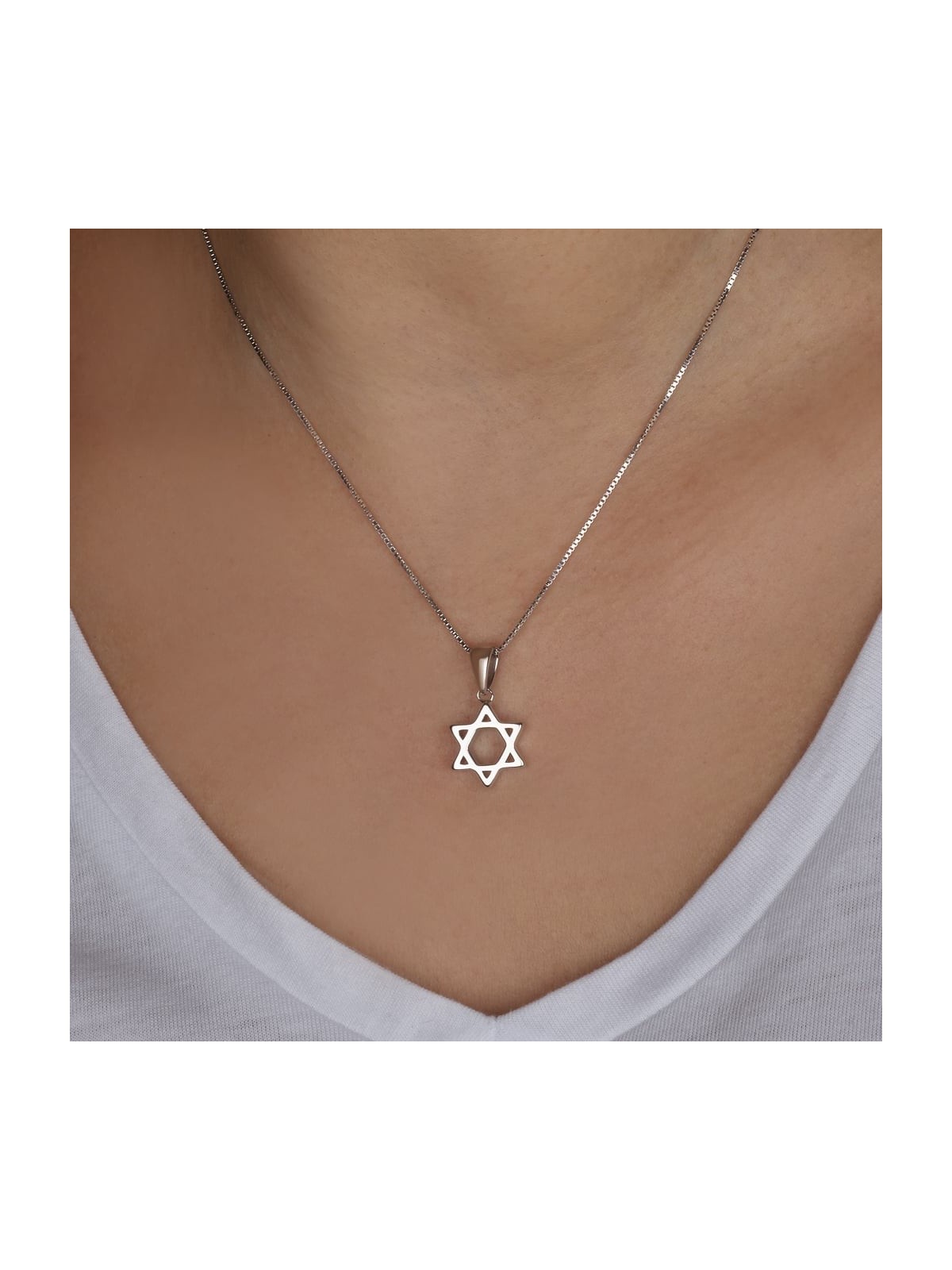 Collier pendentif étoile de David en argent sterling 925 épais