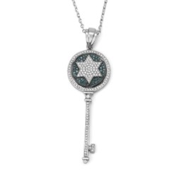14K Gold Star of David Key Pendant with Diamonds