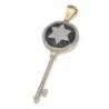 14K Gold Star of David Key Pendant with Diamonds
