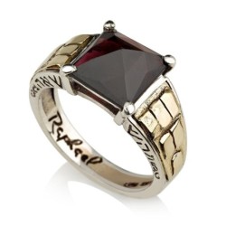 Sterling Silver and Gold Aaron the Priest Ring with Rose-Cut Onyx