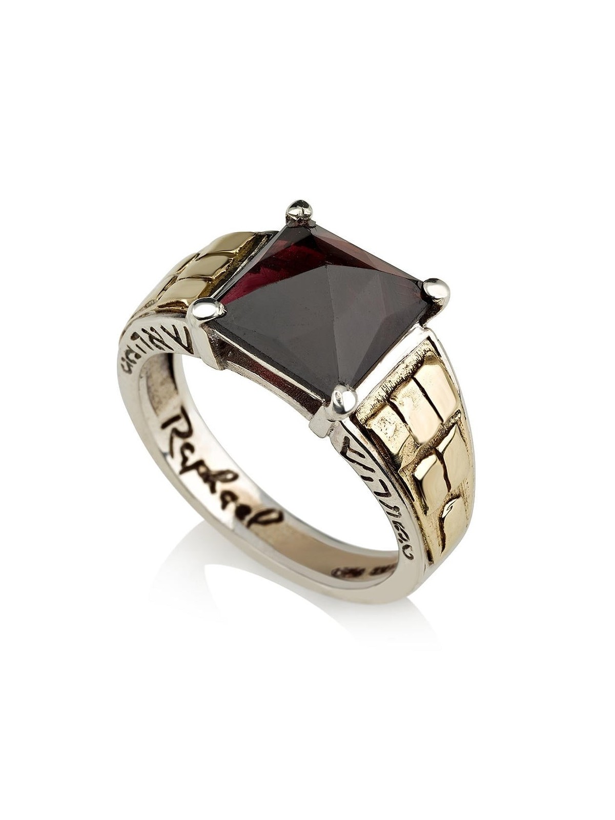 Sterling Silver and Gold Aaron the Priest Ring with Rose-Cut Onyx