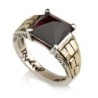 Sterling Silver and Gold Aaron the Priest Ring with Rose-Cut Onyx