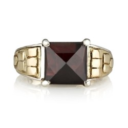 Sterling Silver and Gold Aaron the Priest Ring with Rose-Cut Onyx