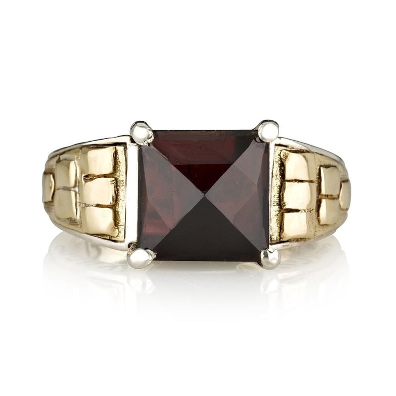 Sterling Silver and Gold Aaron the Priest Ring with Rose-Cut Onyx