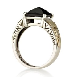 Sterling Silver and Gold Aaron the Priest Ring with Rose-Cut Onyx