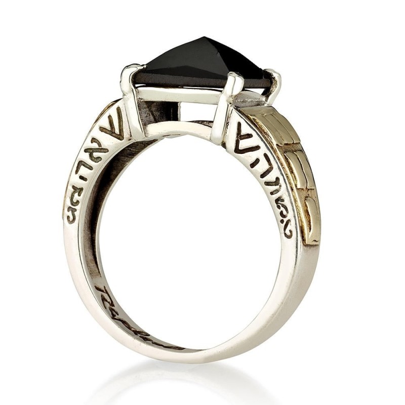 Bague Aaron le Prêtre en argent sterling et or avec onyx taille rose