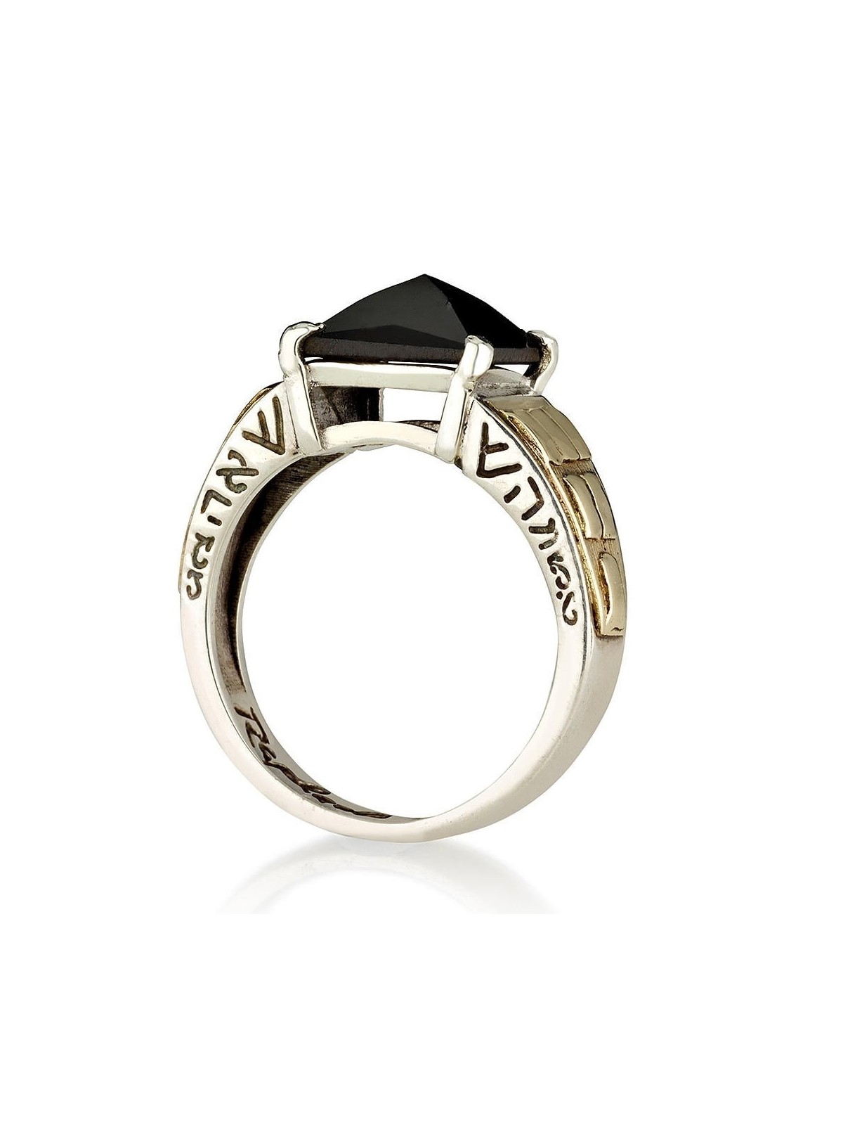Bague Aaron le Prêtre en argent sterling et or avec onyx taille rose