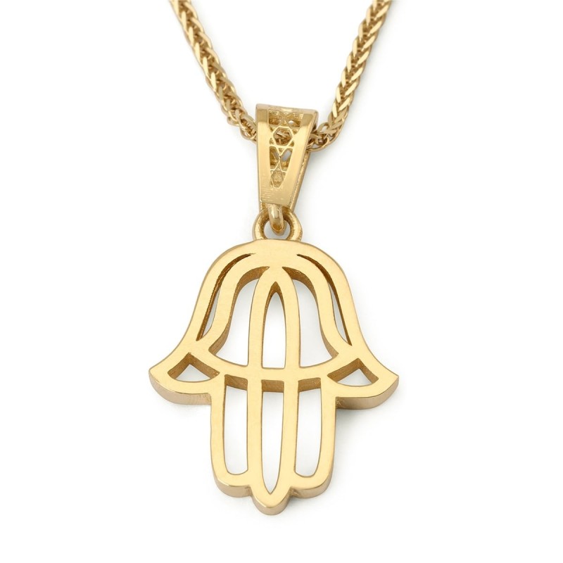 Collier élégant avec pendentif Hamsa en or 14 carats